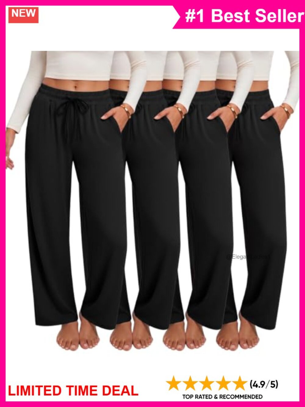 4 Pack Wide Leg Sweatpants with Pockets High Waist Yoga Lounge Pants